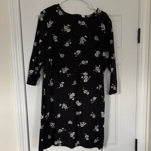 Old Navy Black Dress with White Floral Design